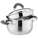 КАСТРЮЛЯ AGNESS   PROFI HOME   с крышкой со сливом, 2,0Л, ЦВЕТ РУЧЕК: СЕРЫЙ